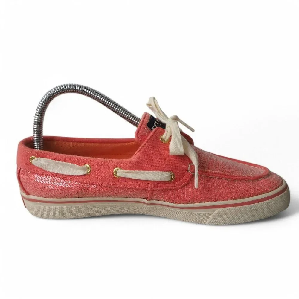 Sperry Top Sider Biscayne Sequin Boat‎ Shoes Orange 9688656 Women's 7.5M